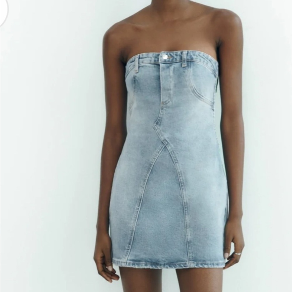 Zara Gray Strapless Bodycon Mini Dress
